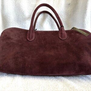 Claudia Firenze Italian large satchel in burgundy suede leather NWT